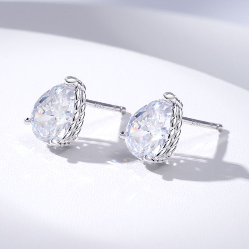 Pear Cut Twisted Rope Studs Earrings
