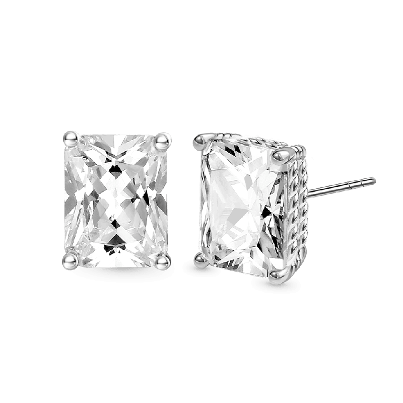 Radiant Cut Twisted Rope Studs Earrings