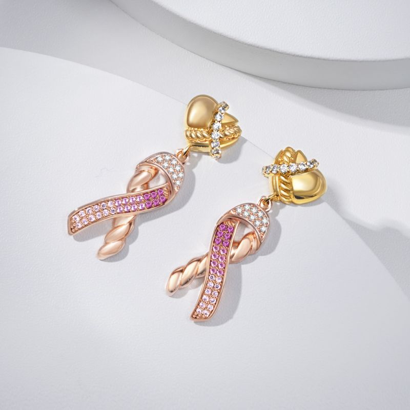 Love Heart & Ribbon Symbol Drop Earrings