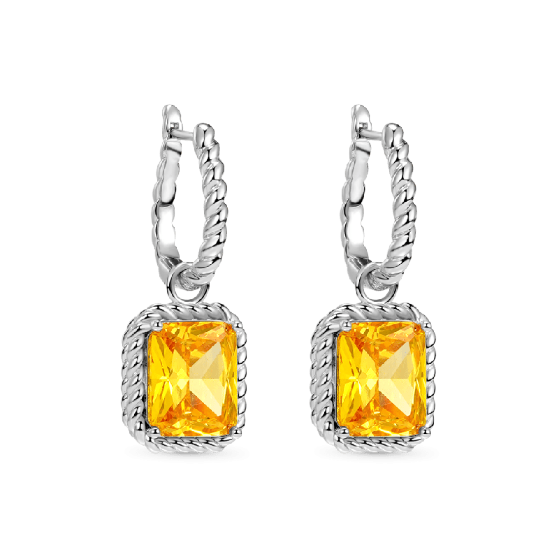 Citrine Radiant Cut Twisted Rope Earrings