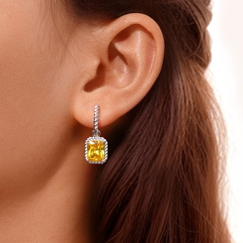 Citrine Radiant Cut Twisted Rope Earrings