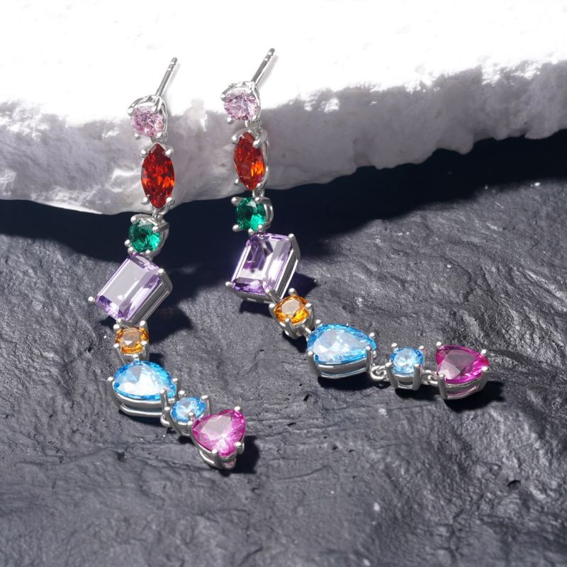 Mixed Multicolor Rainbow Drop Earrings