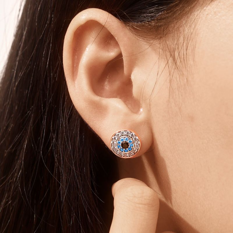 Sparkle Devils Eye Paved Stud Earrings