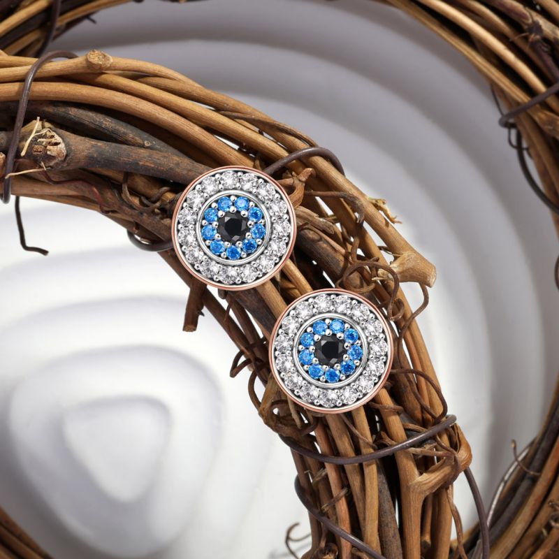 Sparkle Devils Eye Paved Stud Earrings