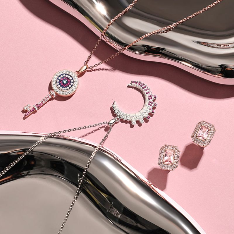 Pink Rose Gold Square Stud Earrings