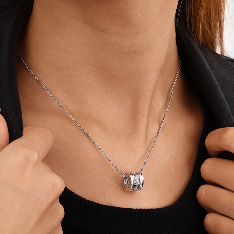 Paws & Love Heart Twisted Drum Necklace