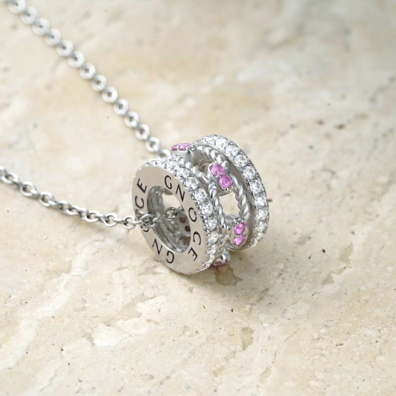 Paving Link Drum Necklace