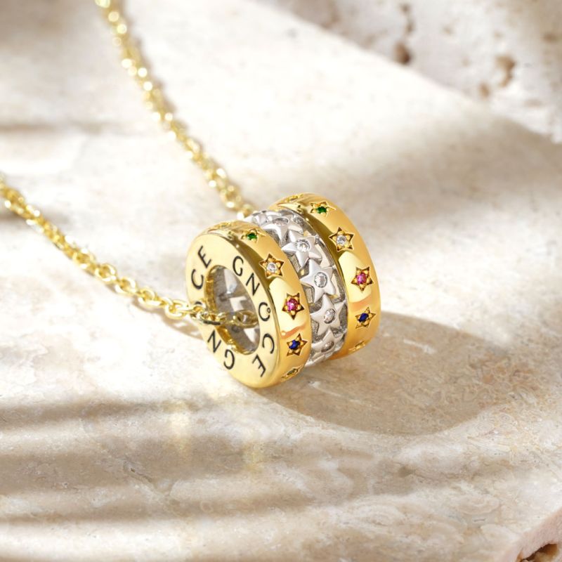 Two-tone Twinkle Stars Drum Necklace