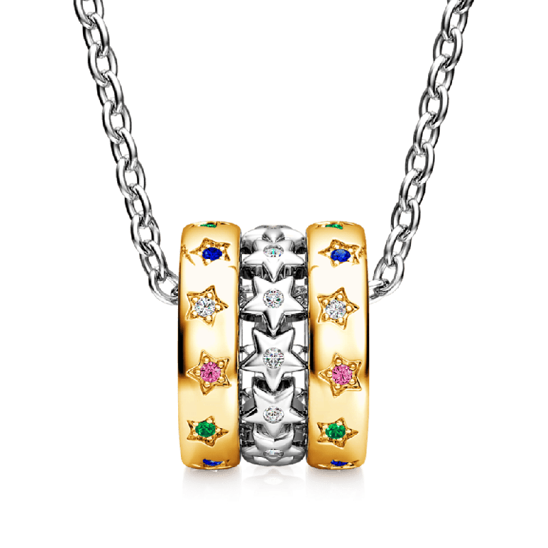 Two-tone Twinkle Stars Drum Necklace