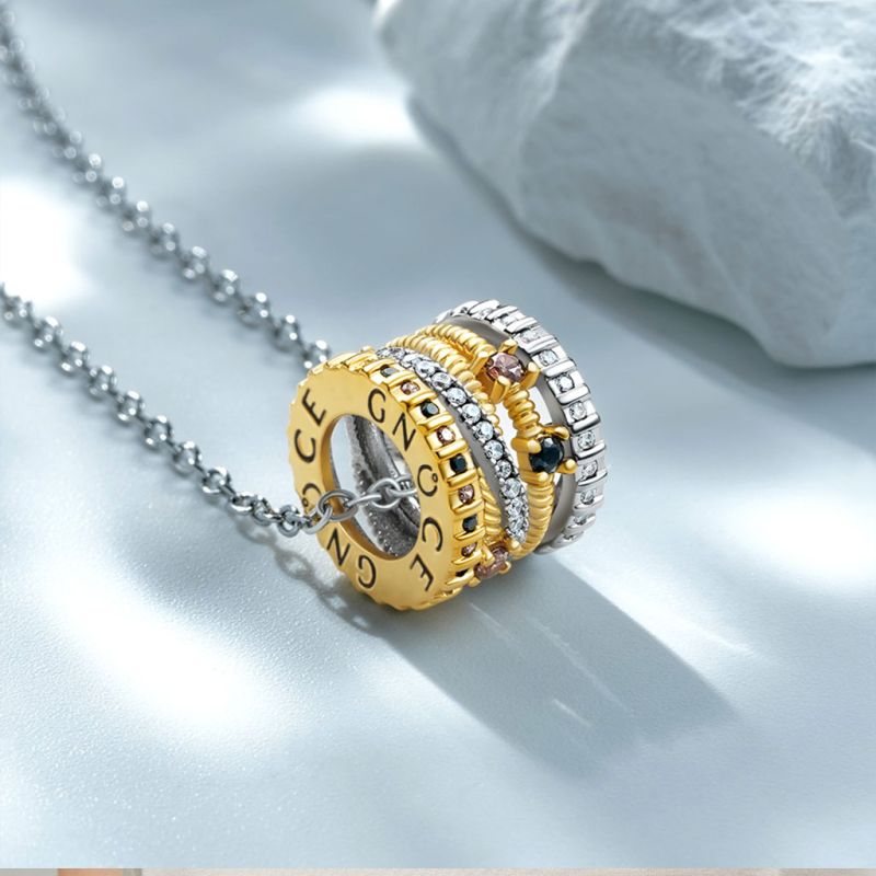 Two-tone Fashion Crossover Drum Necklace