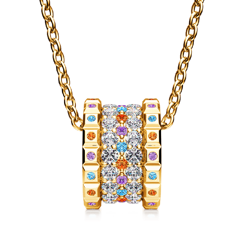 Colorful World Drum Pendant Necklace