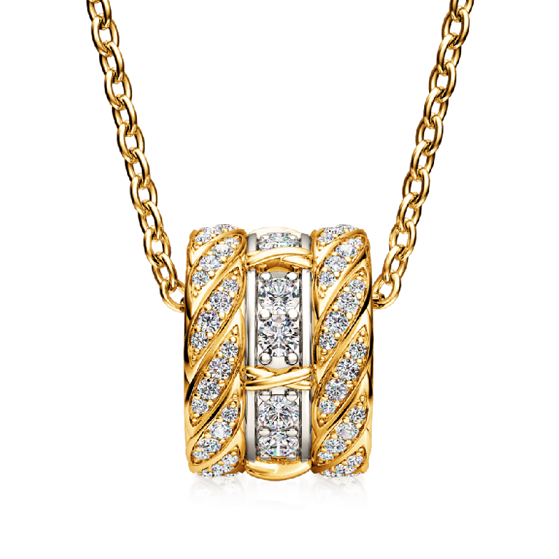 X-unknow Paved Twisted Drum Necklace