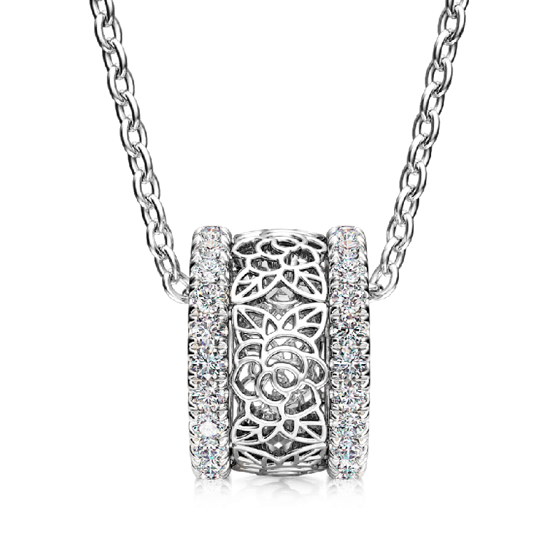 Rose Flower Drum Pendant Necklace