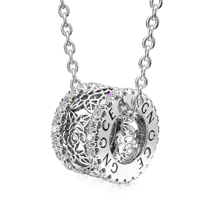 Rose Flower Drum Pendant Necklace
