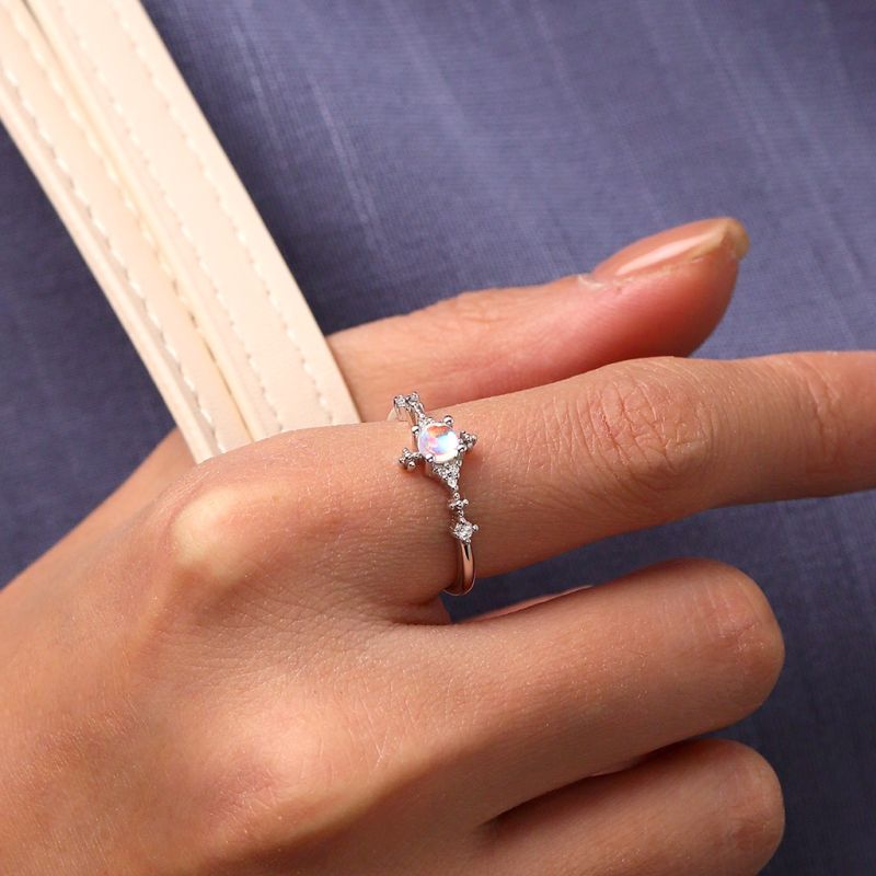 Blue Fire Moonstone Promise Ring
