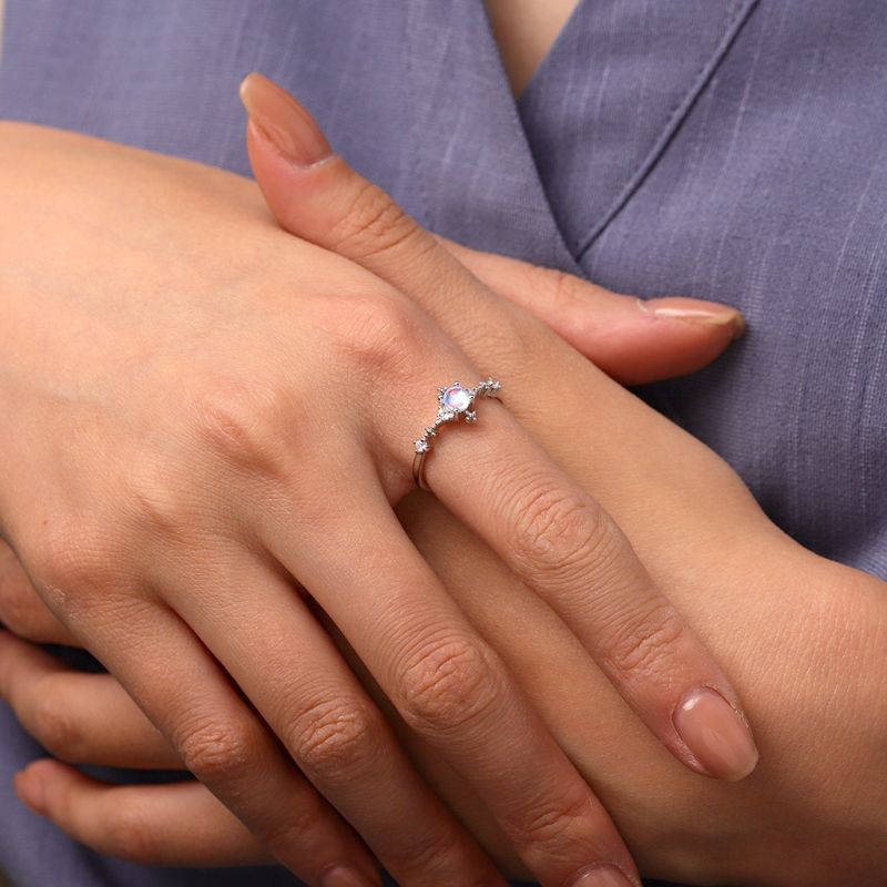 Blue Fire Moonstone Promise Ring