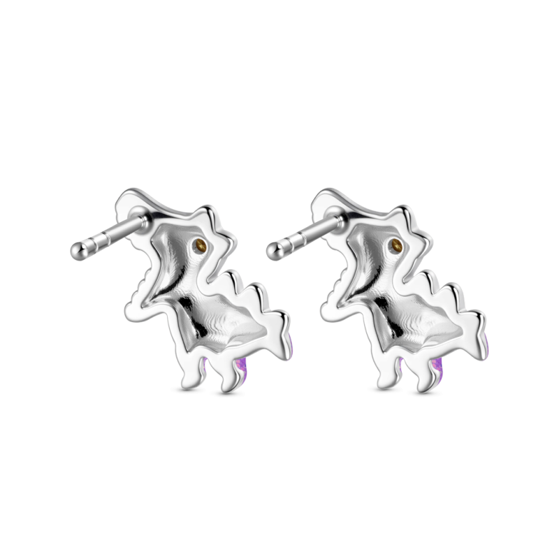 Purple Tyrannosaurus Dinosaur Stud Earrings