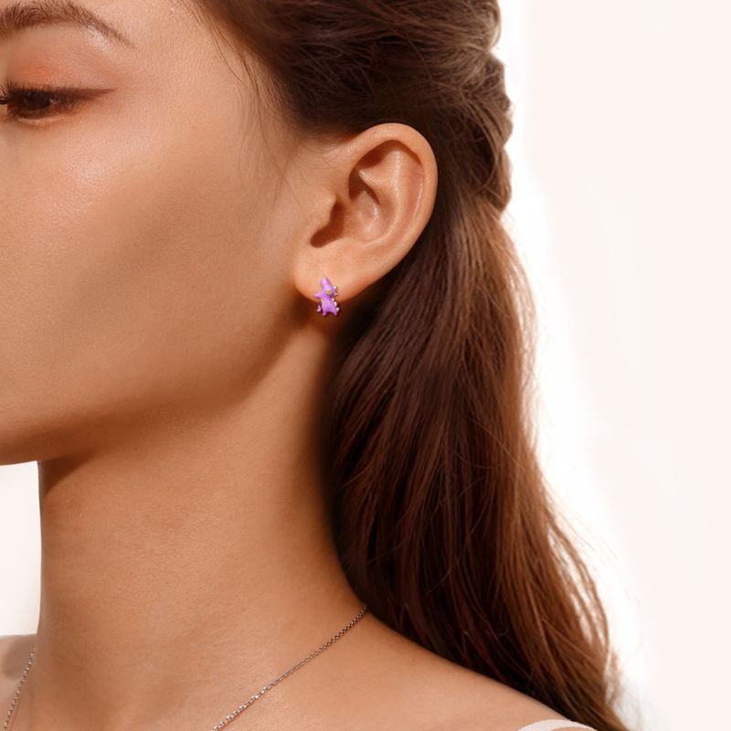 Purple Tyrannosaurus Dinosaur Stud Earrings
