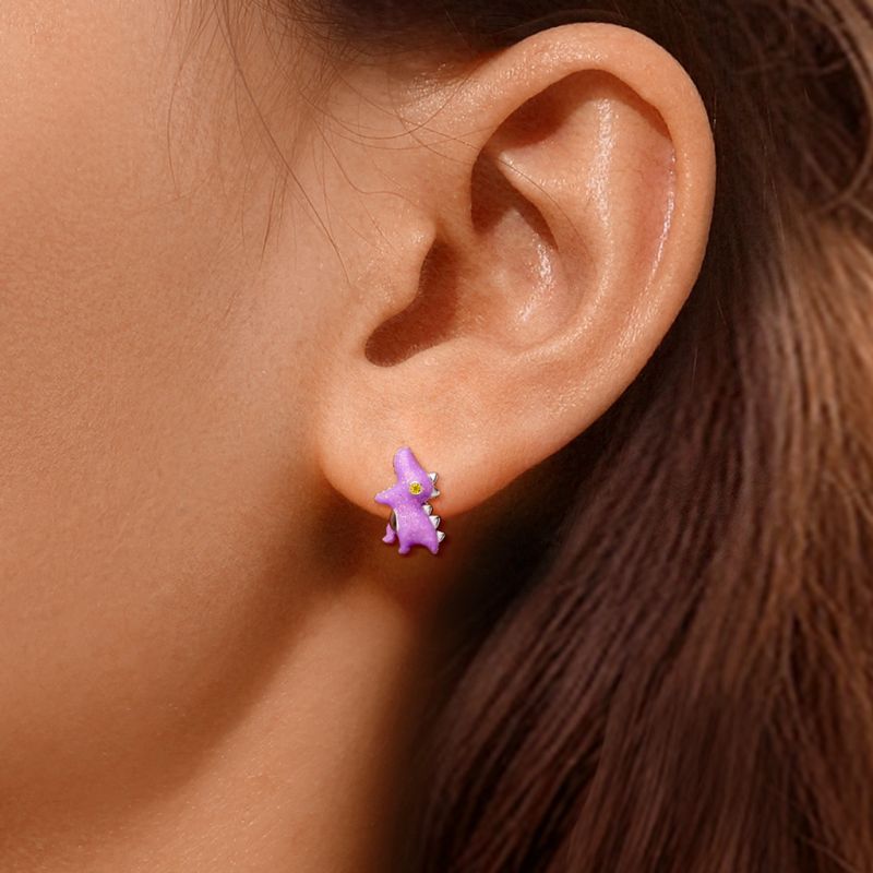 Purple Tyrannosaurus Dinosaur Stud Earrings
