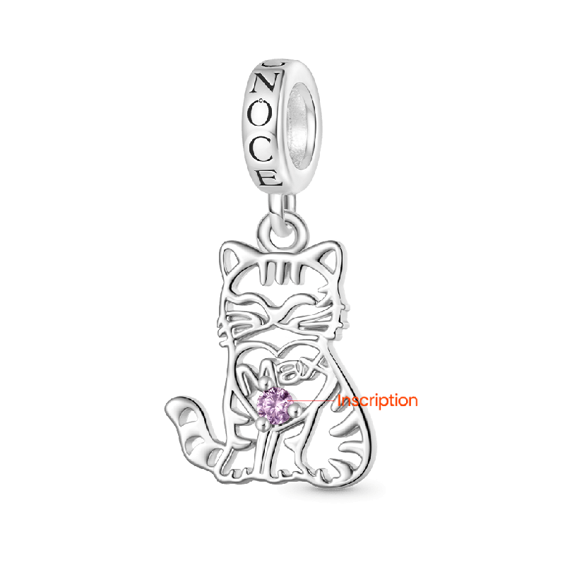 Hollow Engravable Cat Pendant