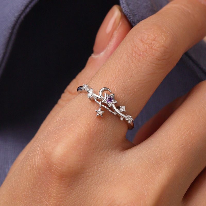 Starry Blue Sparkling Moon Ring