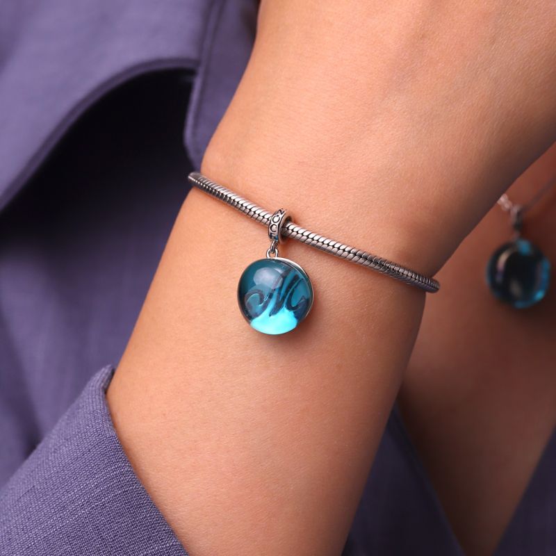 Letter Sea Glass Projection Pendant