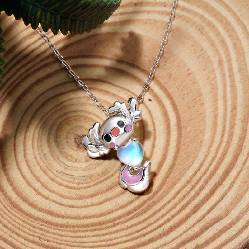 Mexican Axolotl Moonstone Necklace