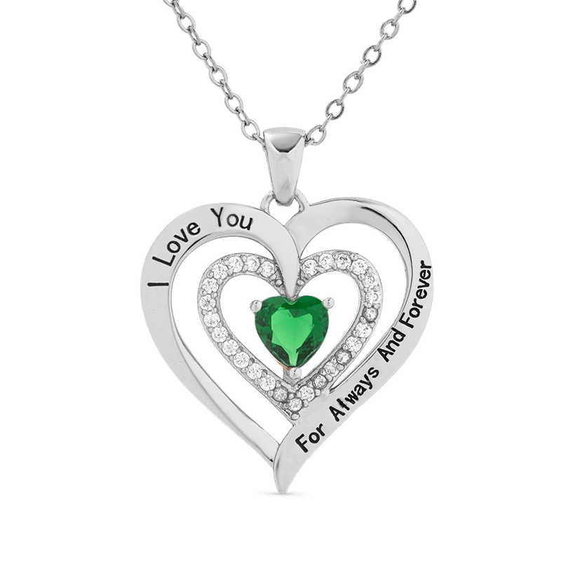 I Love You Heart Birthstone Necklace