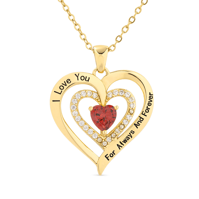 I Love You Heart Birthstone Necklace