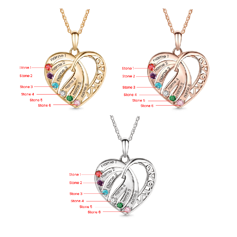 Family Name MOM Heart Necklace