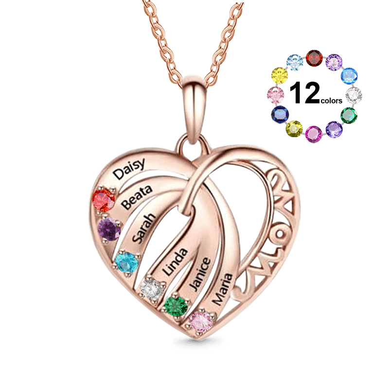 Family Name MOM Heart Necklace