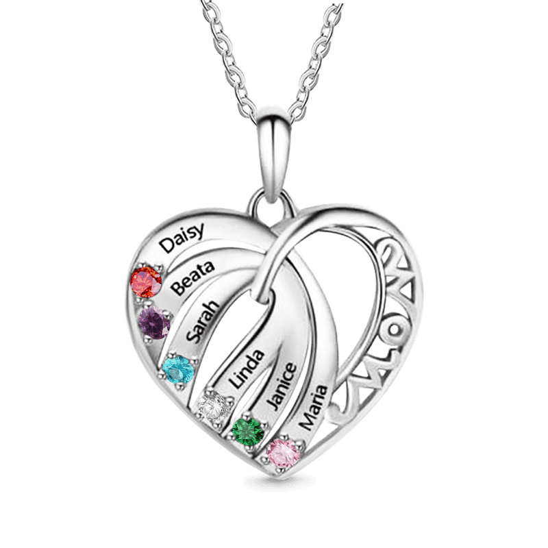 Family Name MOM Heart Necklace