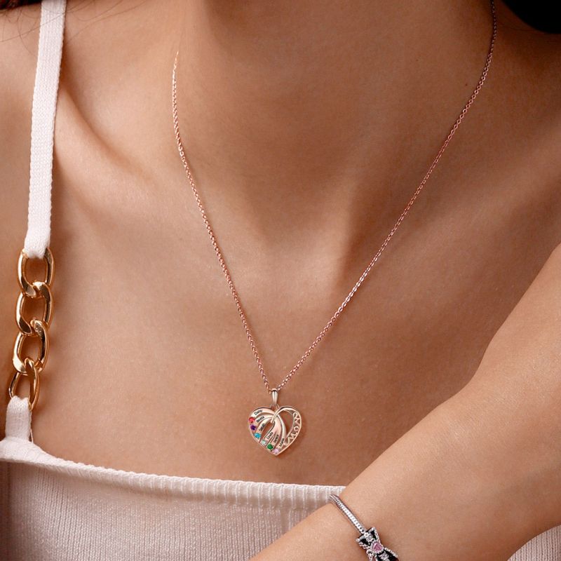 Family Name MOM Heart Necklace