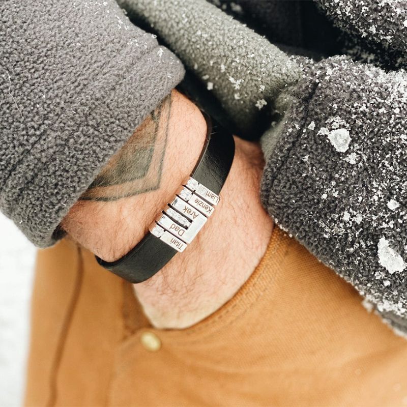 Black Punk DIY Leather Bracelet