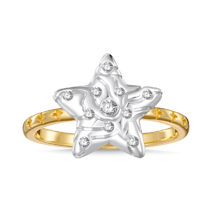 Micro-inlay Rhinestone Pentagram Ring