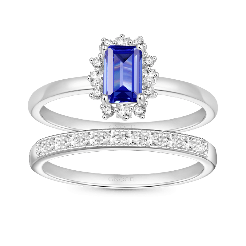 Tanzanite Blue Square Rings