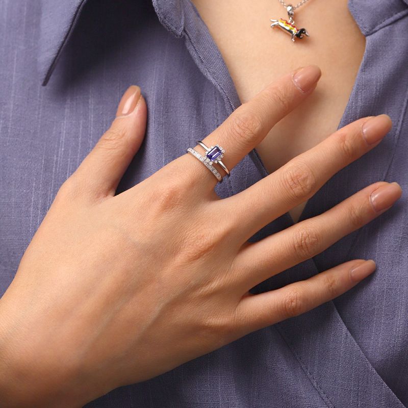 Tanzanite Blue Square Rings
