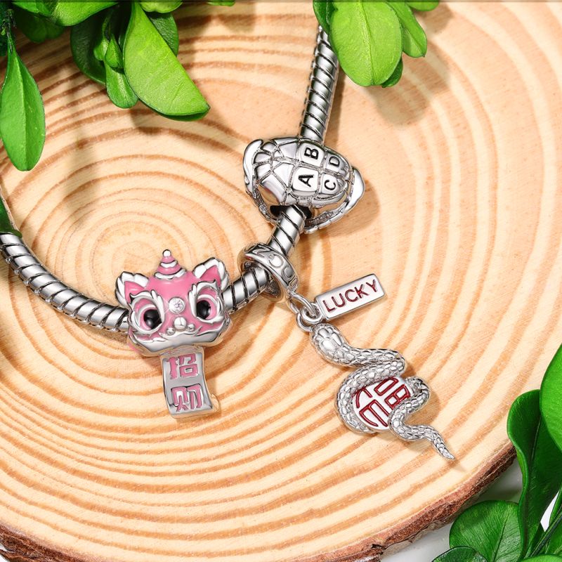 Pink Lion Dance Charm