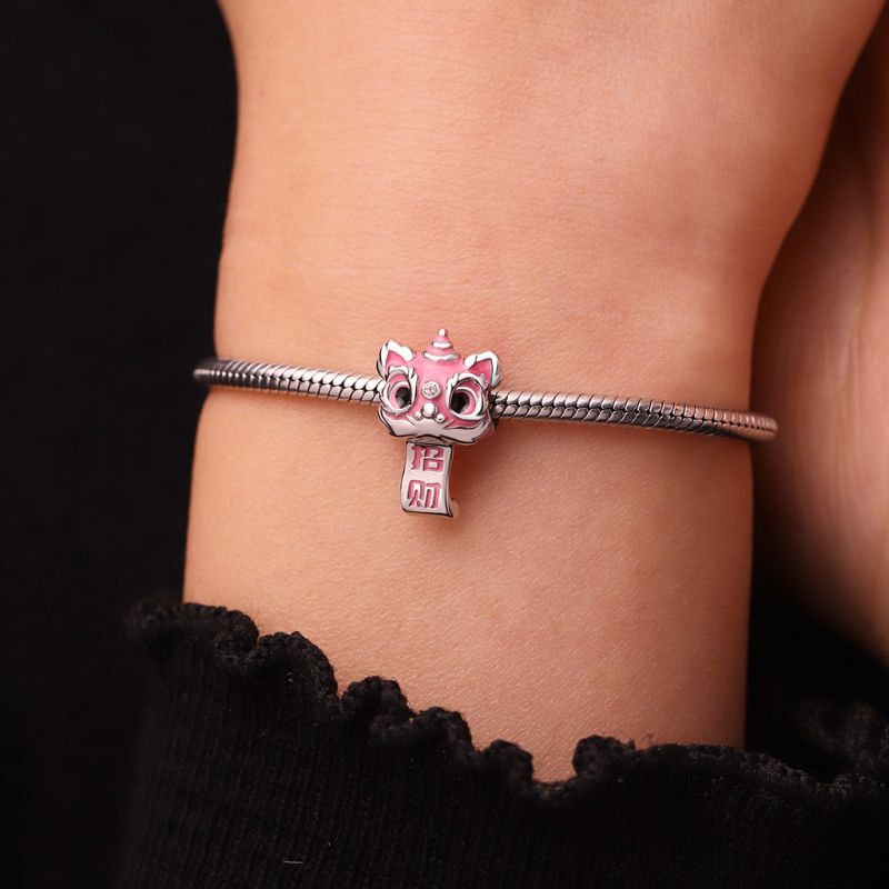 Pink Lion Dance Charm