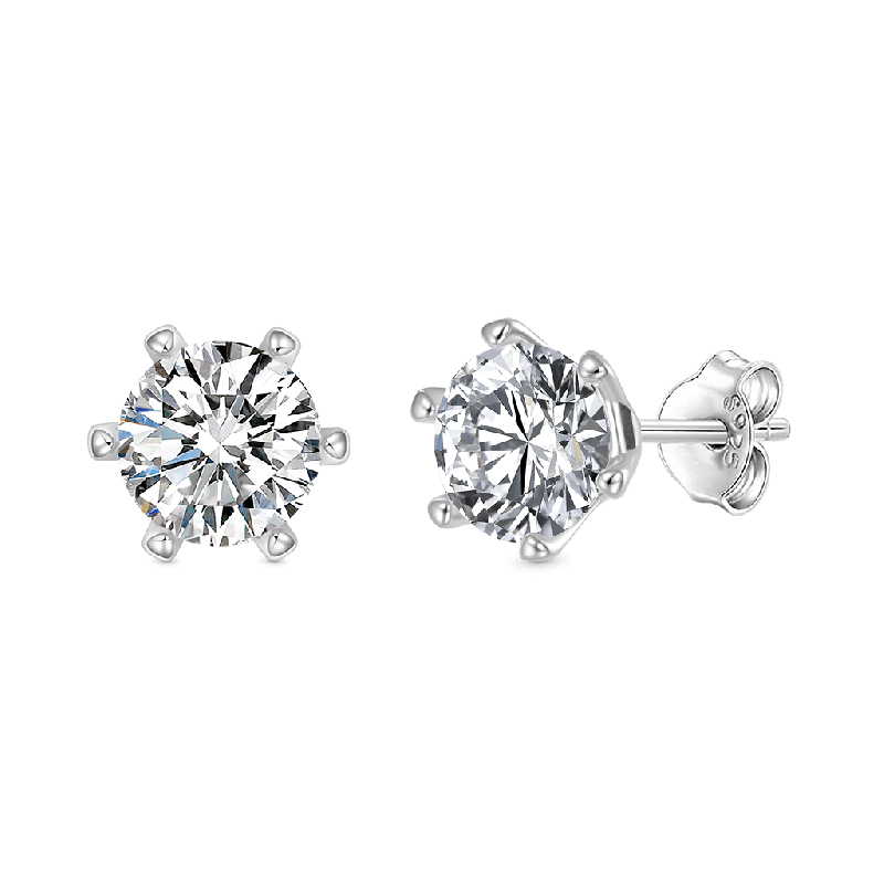 Round Cut VVS Moissanite Stud Earrings