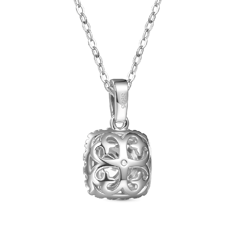 Cushion Halo VVS Moissanite Necklace