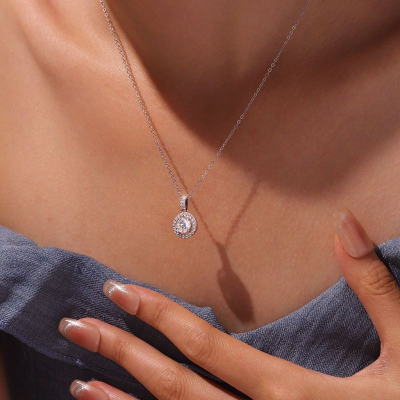 Round Cut Rubover VVS Moissanite Necklace