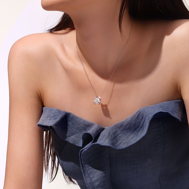 Shiny 3CT Moissanite Solitaire Necklace