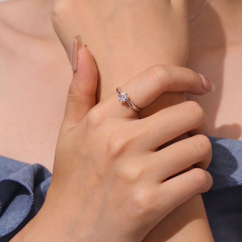 Classic 1Ct Round Halo VVS Moissanite Ring