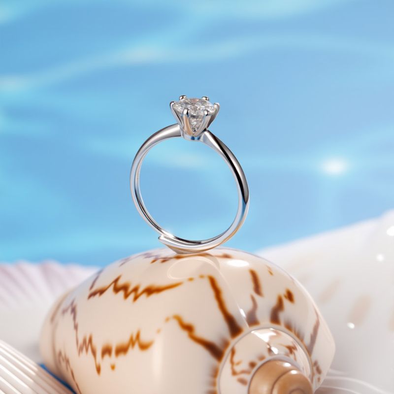 Classic 0.5CT Halo Moissanite Ring