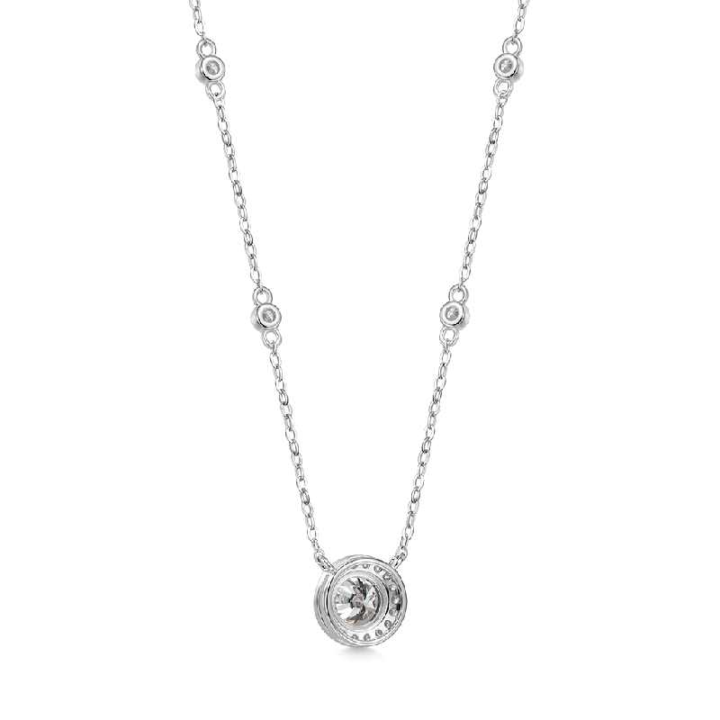 Round Moissanite Frame Station Necklace