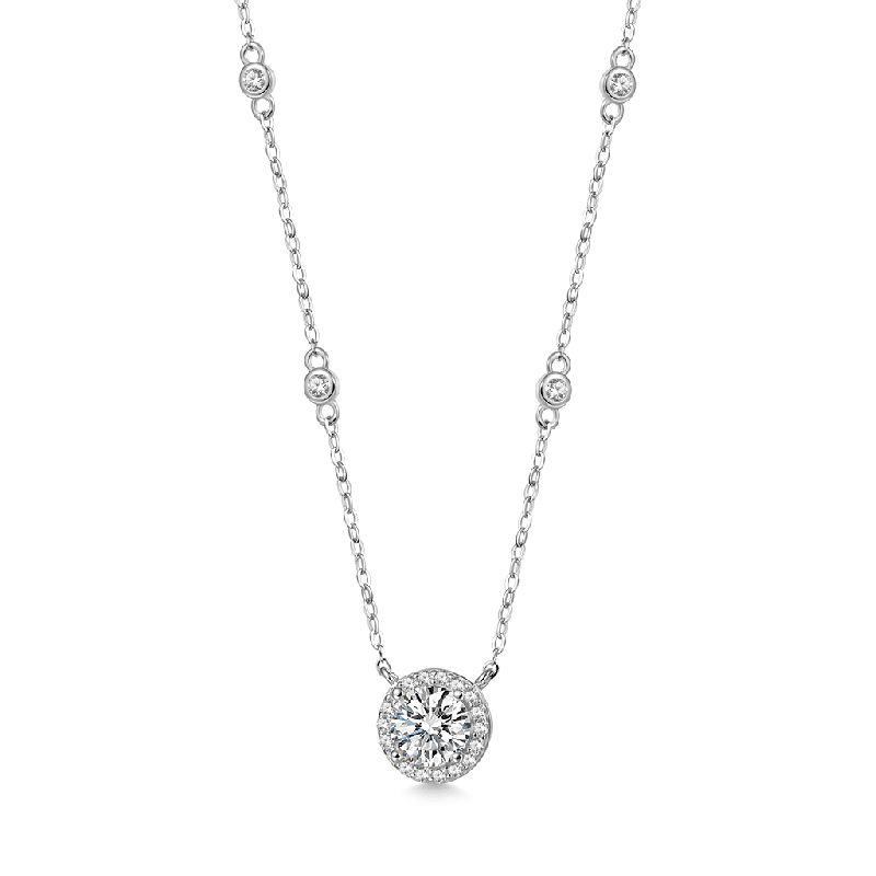 Round Moissanite Frame Station Necklace