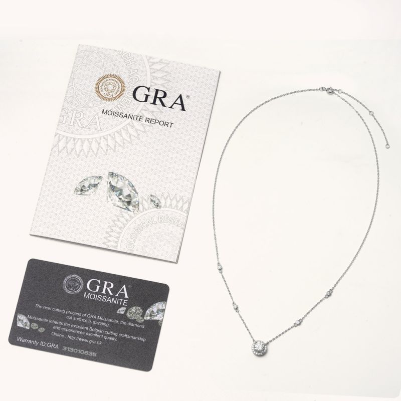 Round Moissanite Frame Station Necklace