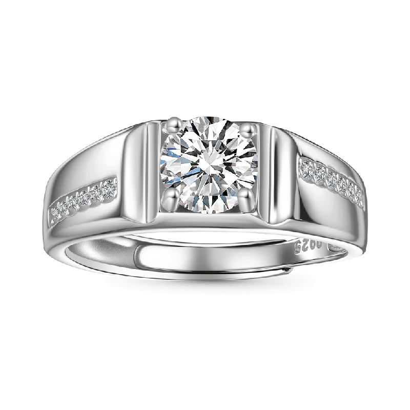 Luxury 1Ct Moissanite Men Wedding Ring