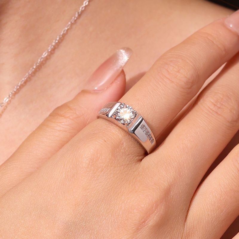 Luxury 1Ct Moissanite Men Wedding Ring